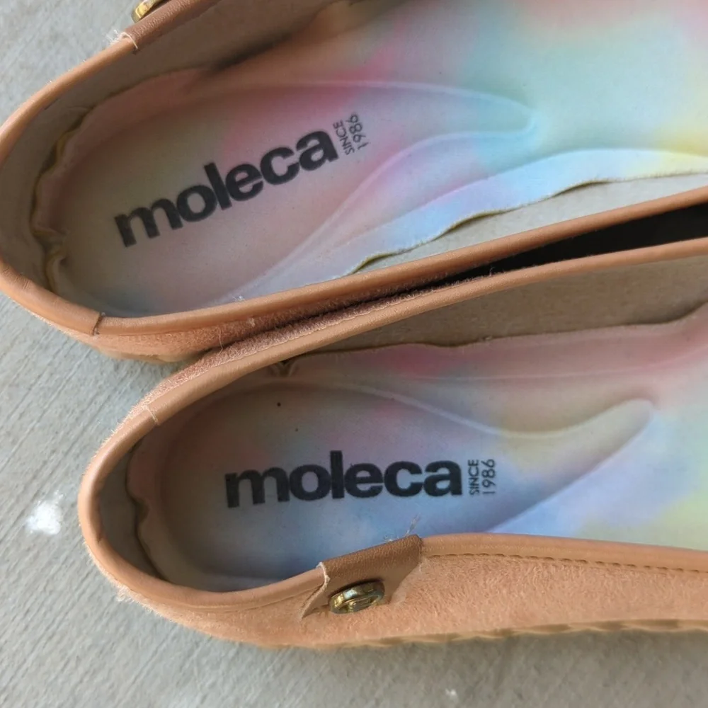 Moleca Pink Slip On Brazillian Round Toe‎ Flats Shoes 6